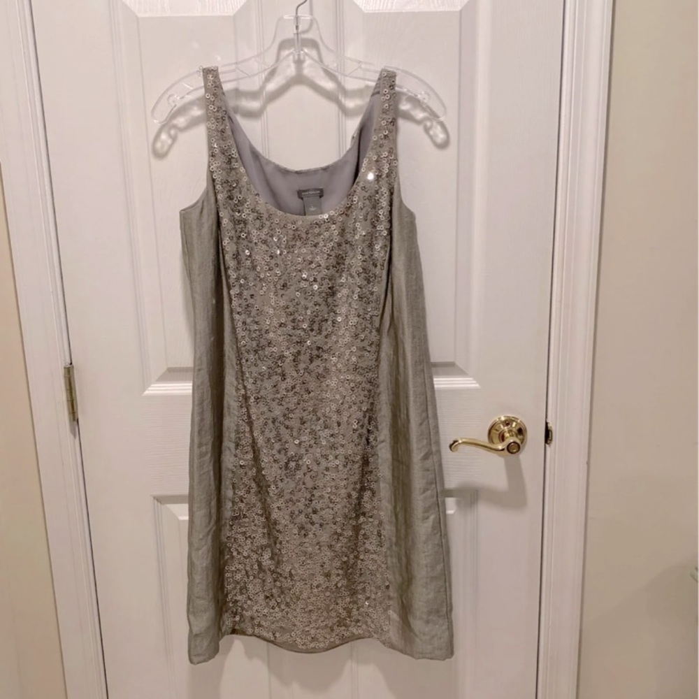 Ann Taylor Sequin Silver Dress Sz 6
